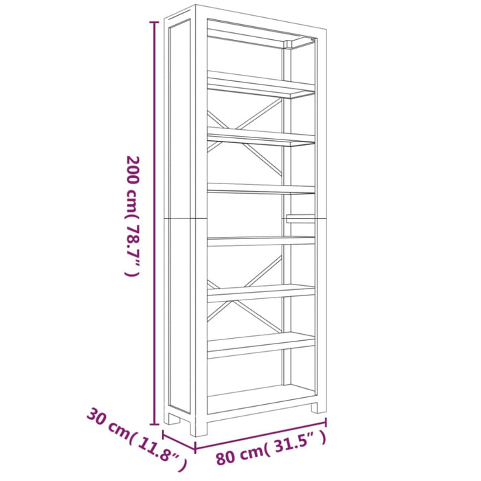 7-tier Bookcase 80x30x200 Cm Solid Wood Acacia Tapbnx