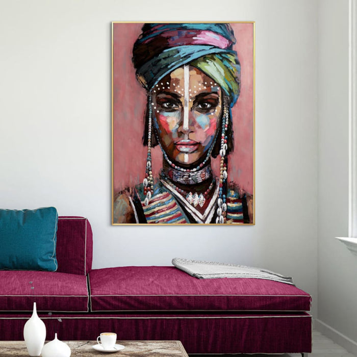 70cmx100cm African Woman Ii Gold Frame Canvas Wall Art