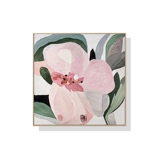 70cmx70cm Floral Hand Painting Style Wood Frame Canvas Wall