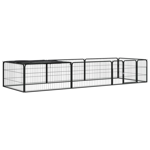 8-panel Dog Playpen Black 100x50 Cm Powder-coated Steel