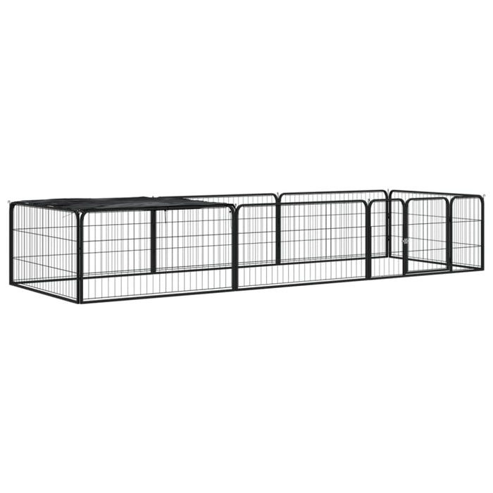 8-panel Dog Playpen Black 100x50 Cm Powder-coated Steel
