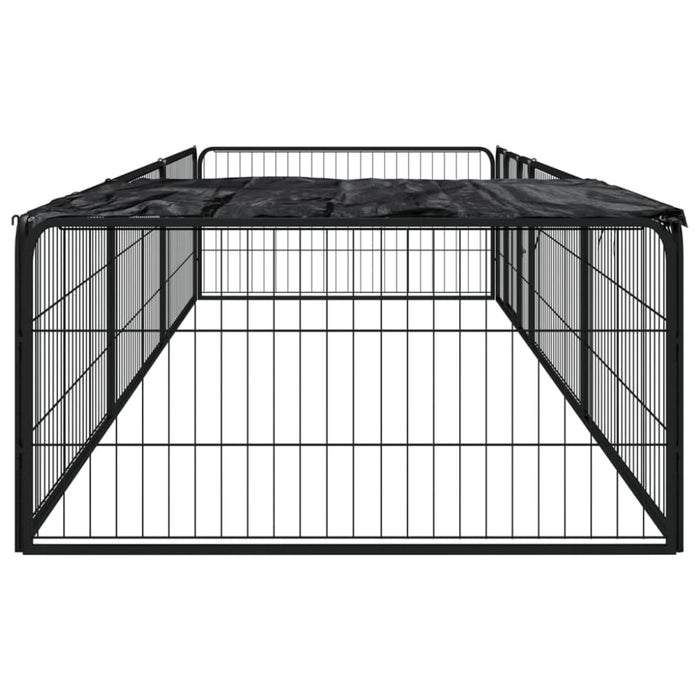 8-panel Dog Playpen Black 100x50 Cm Powder-coated Steel