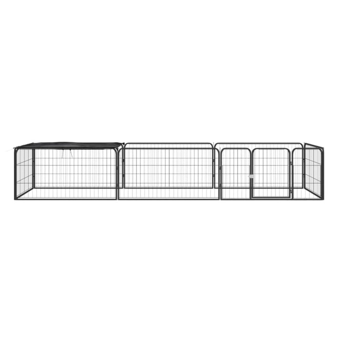 8-panel Dog Playpen Black 100x50 Cm Powder-coated Steel
