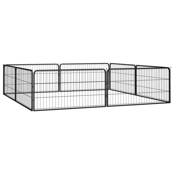 8-panel Dog Playpen Black 100x50 Cm Powder-coated Steel