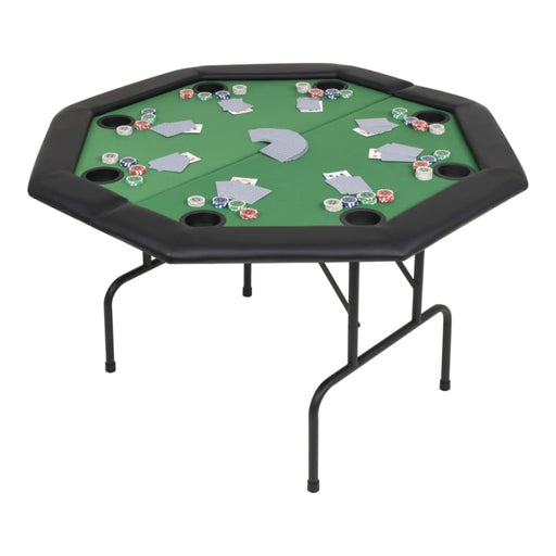 8-player Folding Poker Table 2 Fold Octagonal Green Nbxoo
