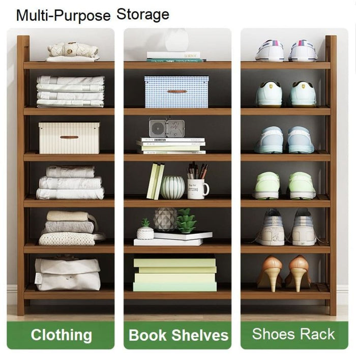 8 Tier Tower Bamboo Wooden Shoe Rack Corner Shelf Stand