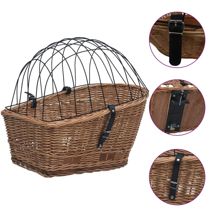 Bike Rear Basket with Cover 55x31x36 cm Natural Willow OIBKBT