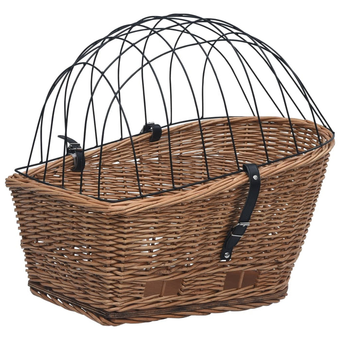 Bike Rear Basket with Cover 55x31x36 cm Natural Willow OIBKBT