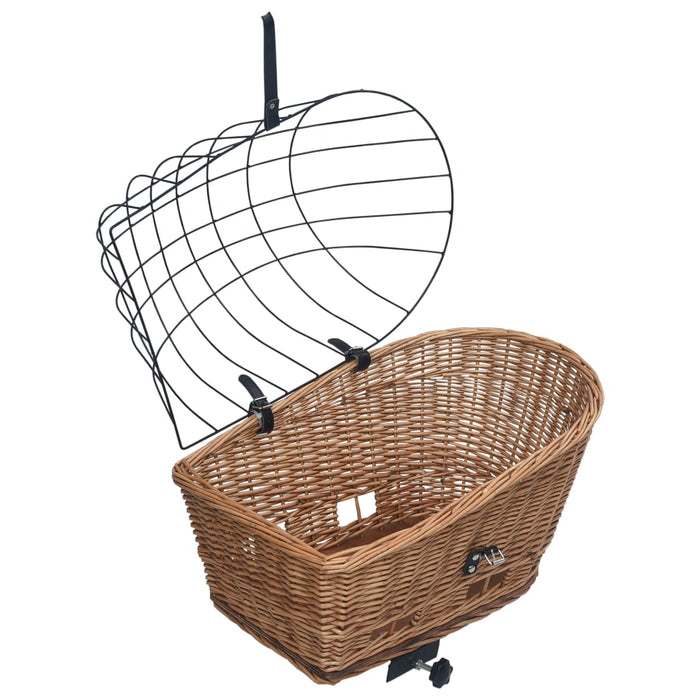 Bike Rear Basket with Cover 55x31x36 cm Natural Willow OIBKBT