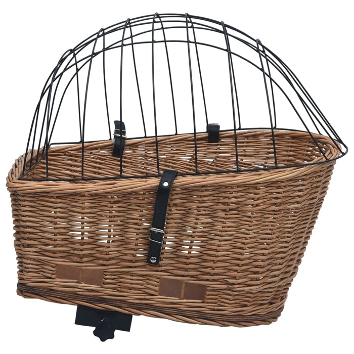 Bike Rear Basket with Cover 55x31x36 cm Natural Willow OIBKBT