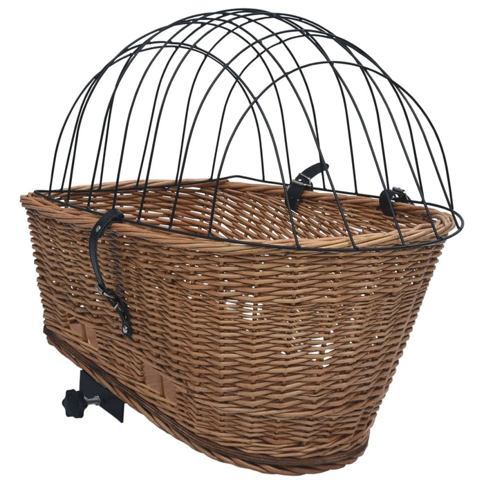 Bike Rear Basket with Cover 55x31x36 cm Natural Willow OIBKBT