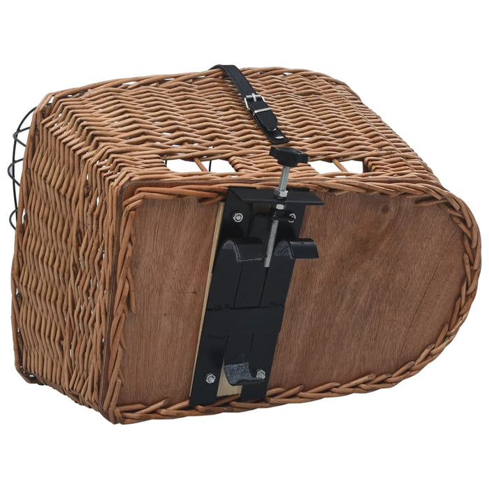 Bike Rear Basket with Cover 55x31x36 cm Natural Willow OIBKBT
