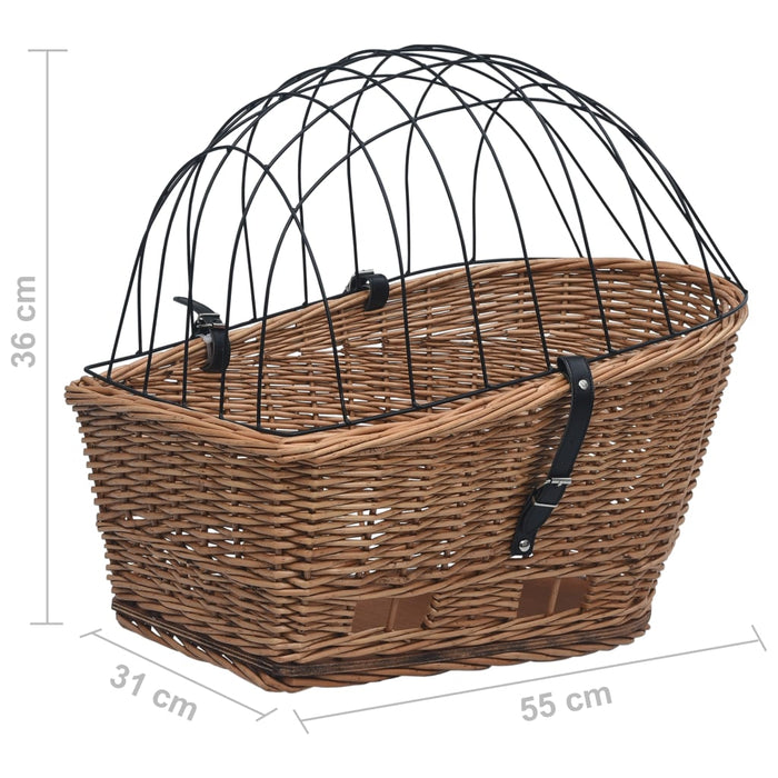 Bike Rear Basket with Cover 55x31x36 cm Natural Willow OIBKBT