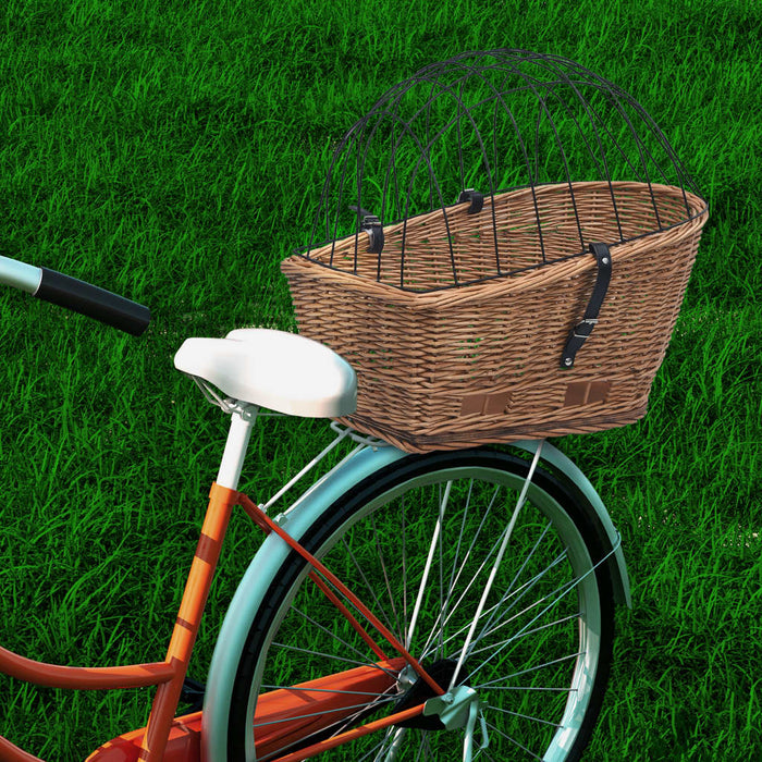 Bike Rear Basket with Cover 55x31x36 cm Natural Willow OIBKBT