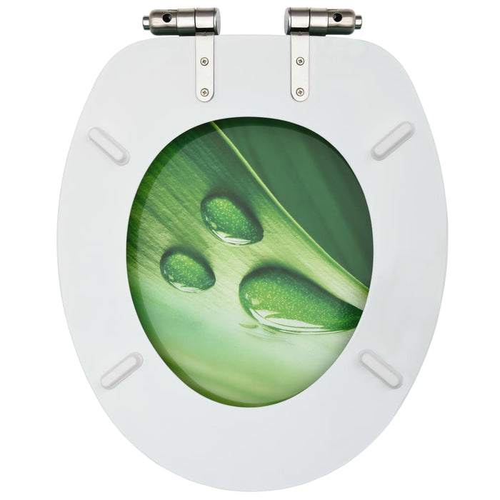 WC Toilet Seats with Soft Close Lid 2 pcs MDF Green Water Drop Design TBPLAOT