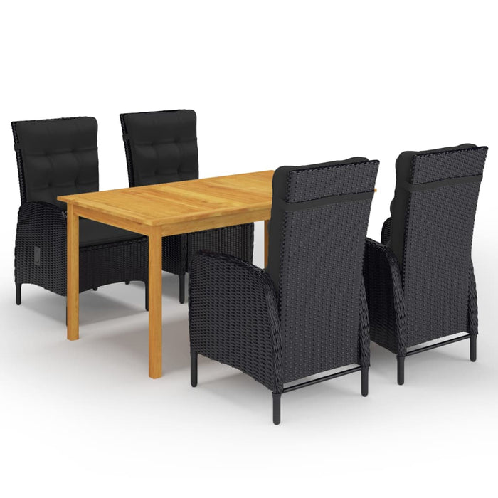 5 Piece Garden Dining Set Black Tbliiia