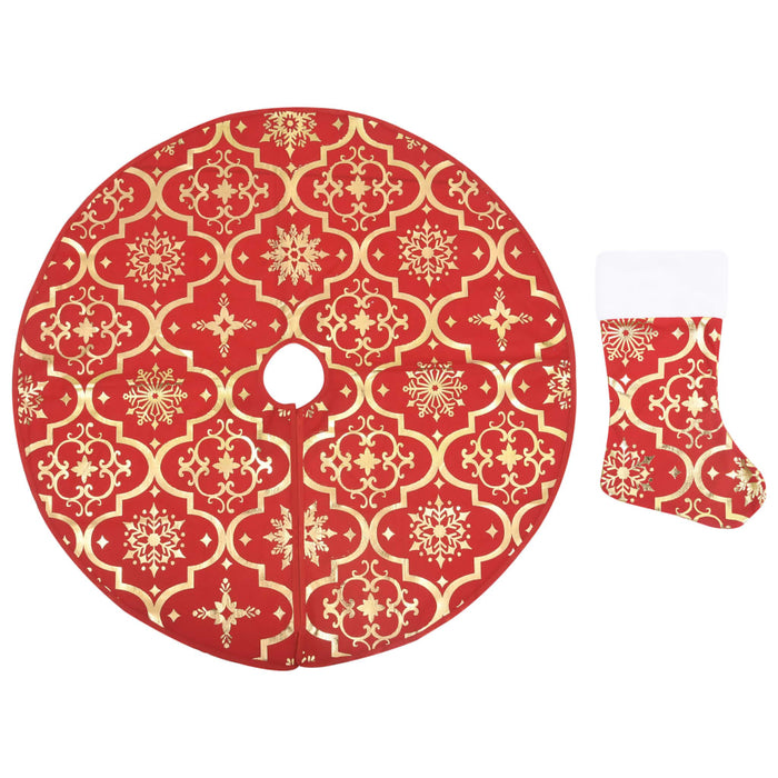 Luxury Christmas Tree Skirt with Sock Red 150 cm Fabric TTBXII