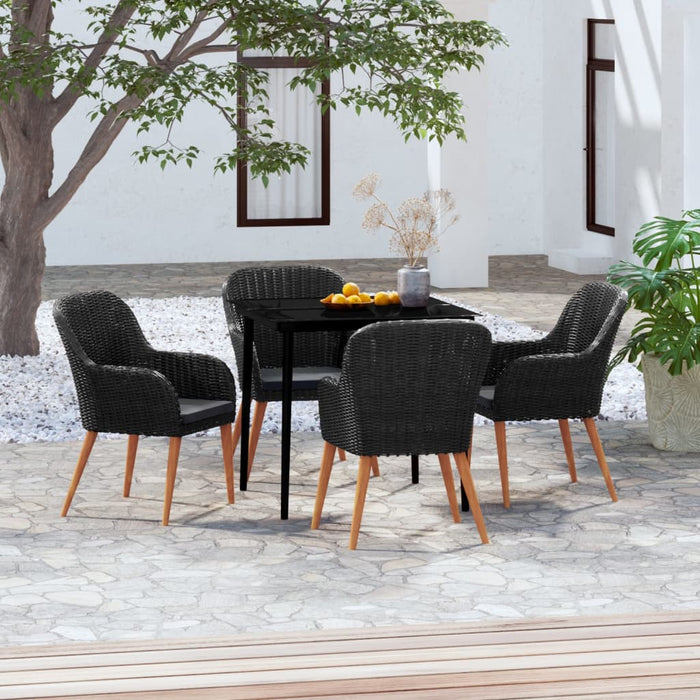 5 Piece Garden Dining Set With Cushions Black Tbkkpon