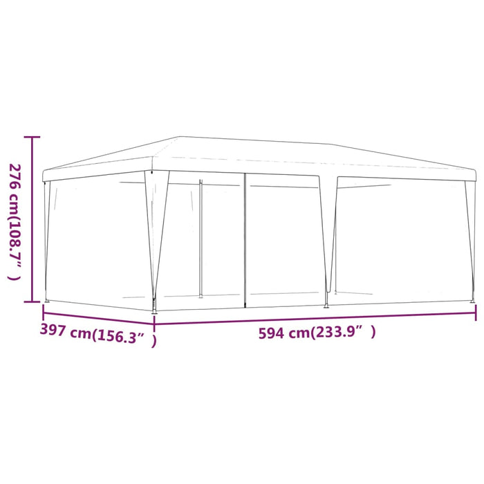 Party Tent with 6 Mesh Sidewalls Anthracite 6x4 m HDPE TOKXPK