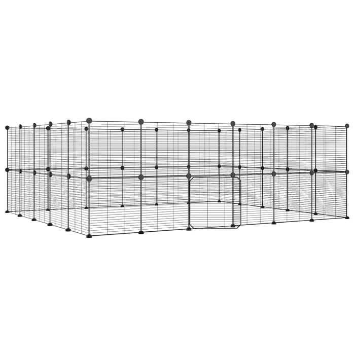 44-Panel Pet Cage with Door Black 35x35 cm Steel TOOABAL