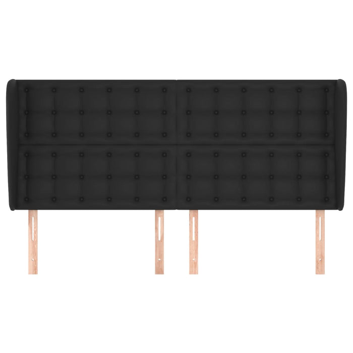 King Size Headboard With Ears Black 203X23X118/128 Cm Faux Leather Toonbla