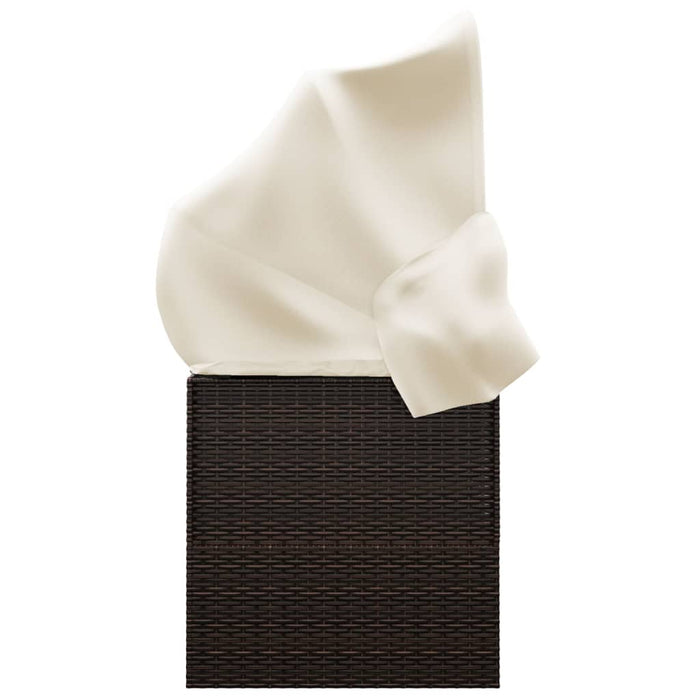 Outdoor Lounge Bed with Roof and Cushions Brown Poly Rattan TOKPLI