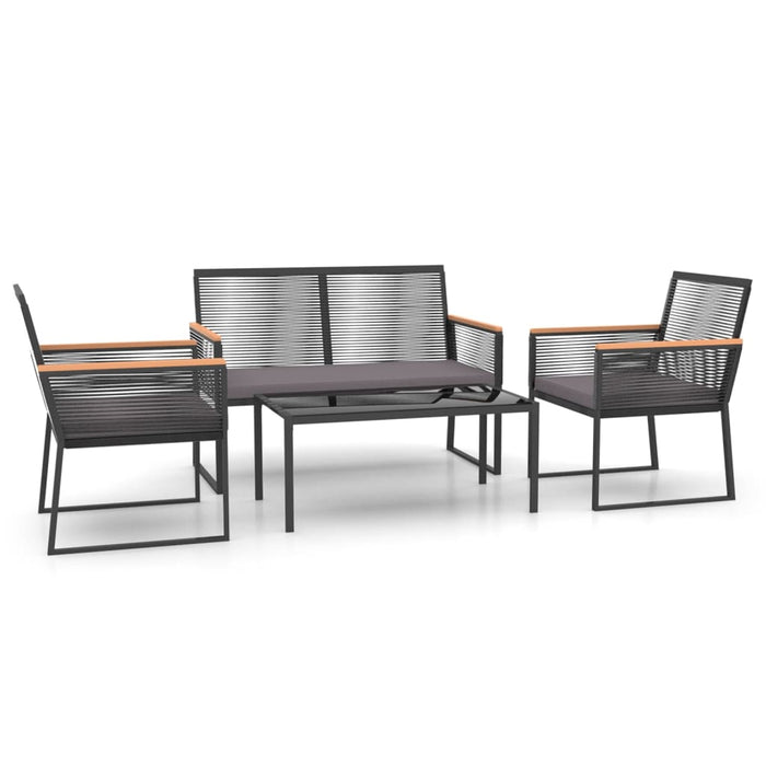 4 Piece Garden Lounge Set with Cushions Black Steel TLBBKX