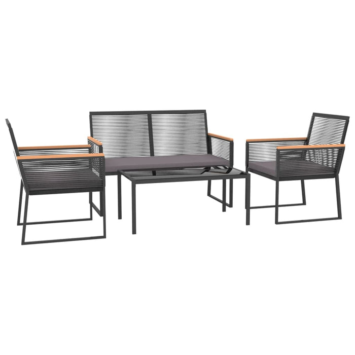 4 Piece Garden Lounge Set with Cushions Black Steel TLBBKX