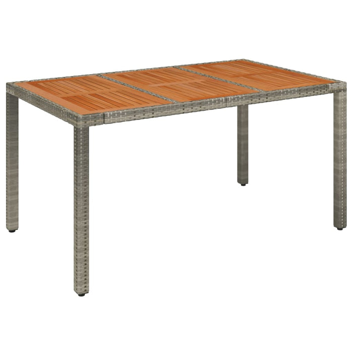 Garden Table with Wooden Top Grey 150x90x75 cm Poly Rattan TOKKBX