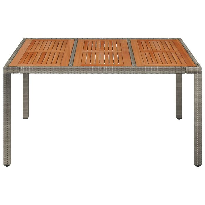 Garden Table with Wooden Top Grey 150x90x75 cm Poly Rattan TOKKBX
