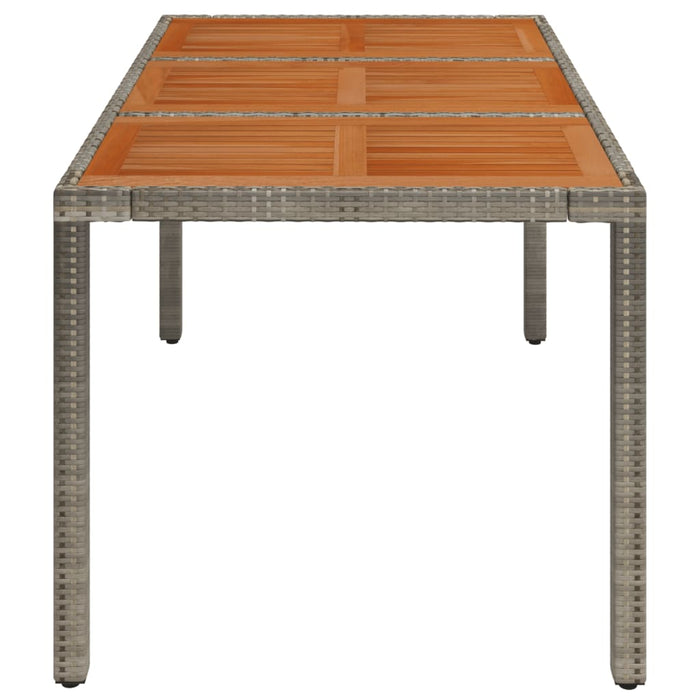 Garden Table with Wooden Top Grey 150x90x75 cm Poly Rattan TOKKBX