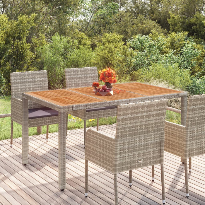 Garden Table with Wooden Top Grey 150x90x75 cm Poly Rattan TOKKBX