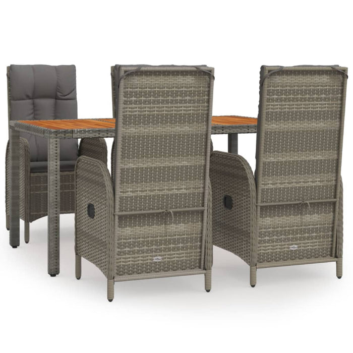 5 Piece Garden Dining Set With Cushions Grey Poly Rattan Tonpbab
