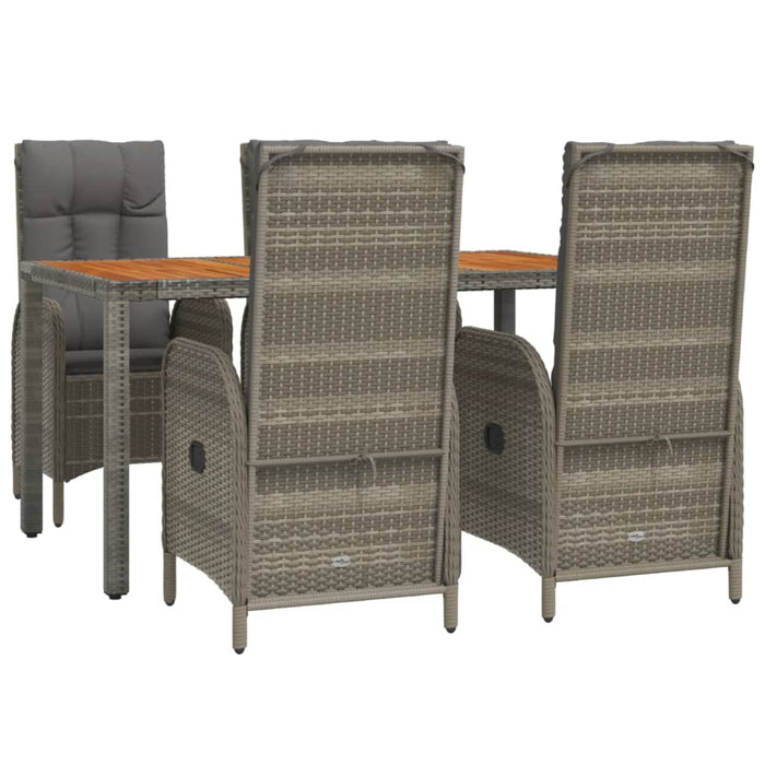 5 Piece Garden Dining Set With Cushions Grey Poly Rattan Tonpbab