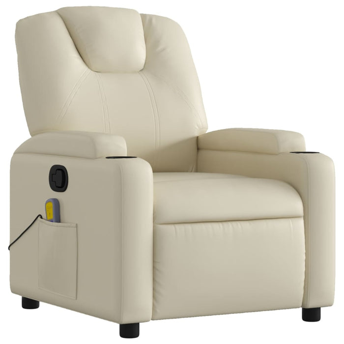 Massage Recliner Chair Cream Faux Leather Txbpknb