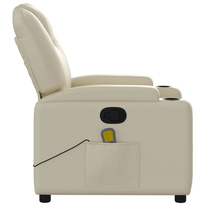 Massage Recliner Chair Cream Faux Leather Txbpknb