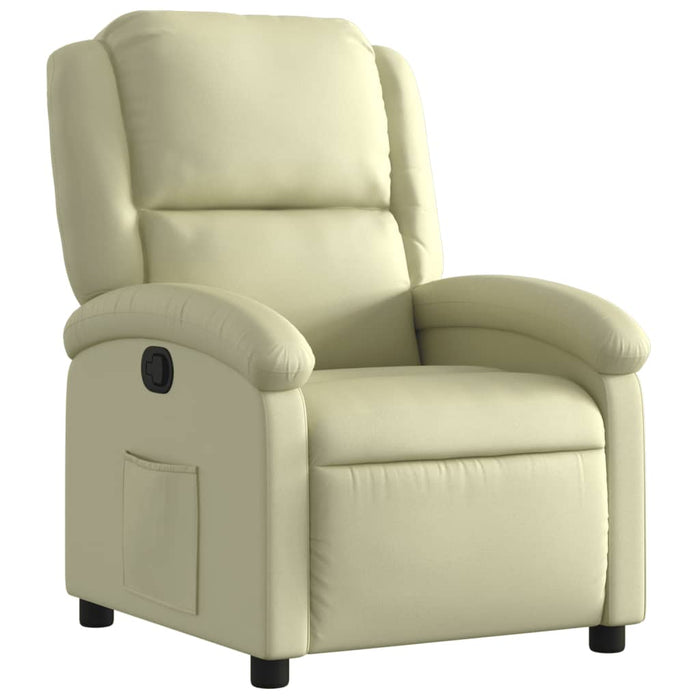 Recliner Chair Cream Real Leather Tioiko