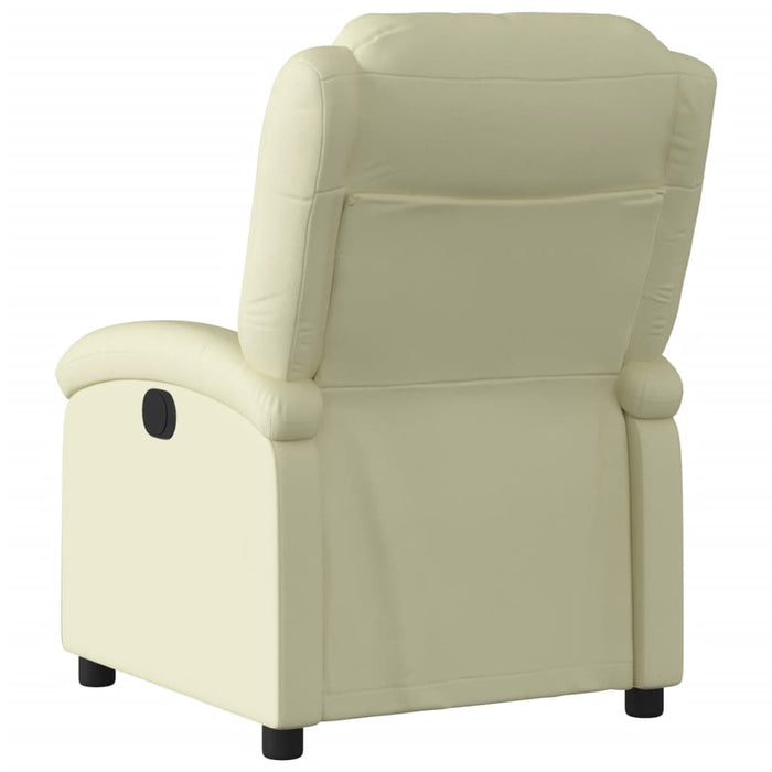 Recliner Chair Cream Real Leather Tioiko
