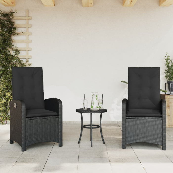 3 Piece Bistro Set With Cushions Black Poly Rattan Tlpoii