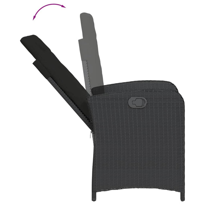 3 Piece Bistro Set With Cushions Black Poly Rattan Tlpoii