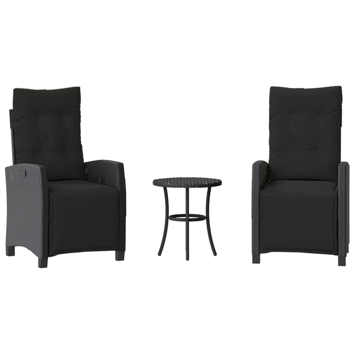 3 Piece Bistro Set With Cushions Black Poly Rattan Tlpxak