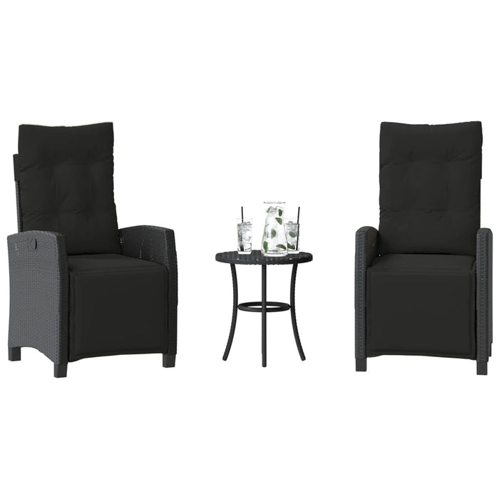 3 Piece Bistro Set With Cushions Black Poly Rattan Tlpxak