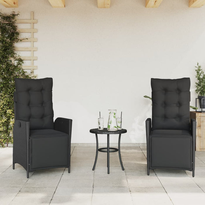 3 Piece Bistro Set With Cushions Black Poly Rattan Tlpxki
