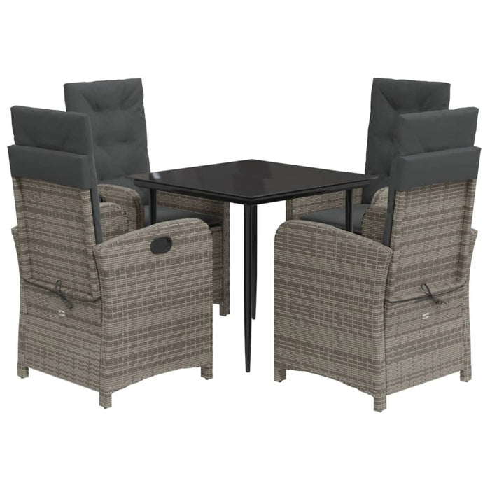 5 Piece Garden Dining Set With Cushions Grey Poly Rattan Txoxtpo