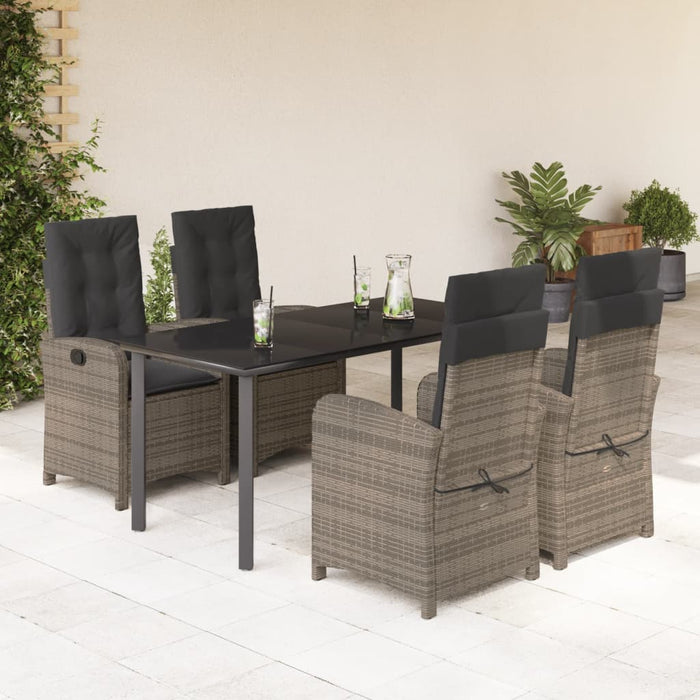 5 Piece Garden Dining Set With Cushions Grey Poly Rattan Txoxtla