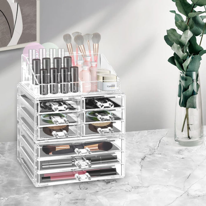 9 Drawer Clear Acrylic Cosmetic Makeup Organizer Jewellery