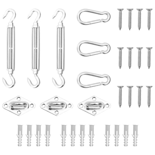 9 Piece Sunshade Sail Accessory Set Stainless Steel Tobxal