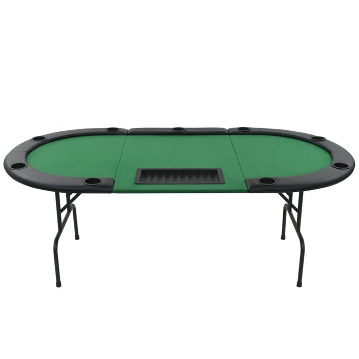 9-player Folding Poker Table 3 Fold Oval Green Nbxob