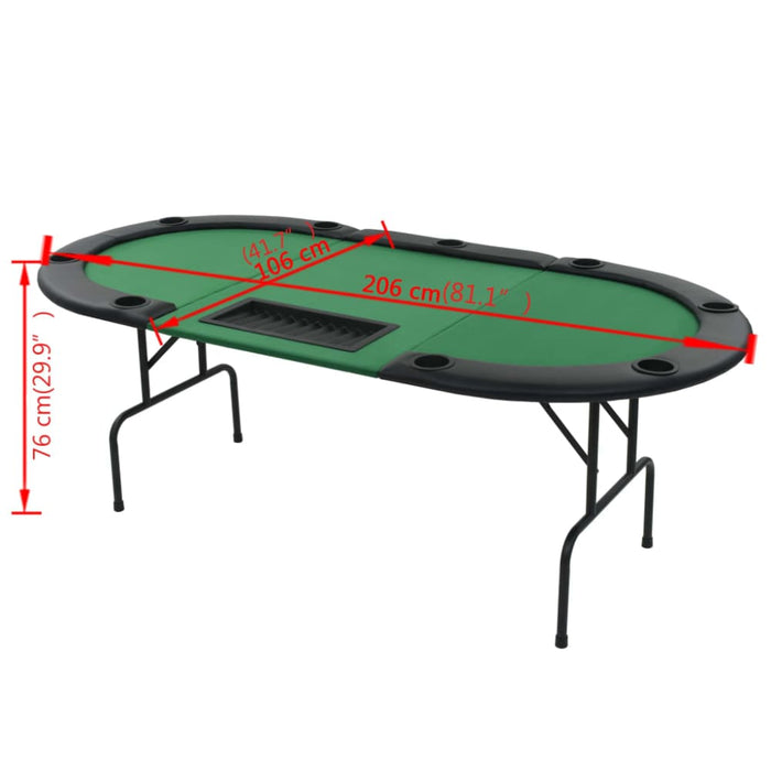 9-player Folding Poker Table 3 Fold Oval Green Nbxob