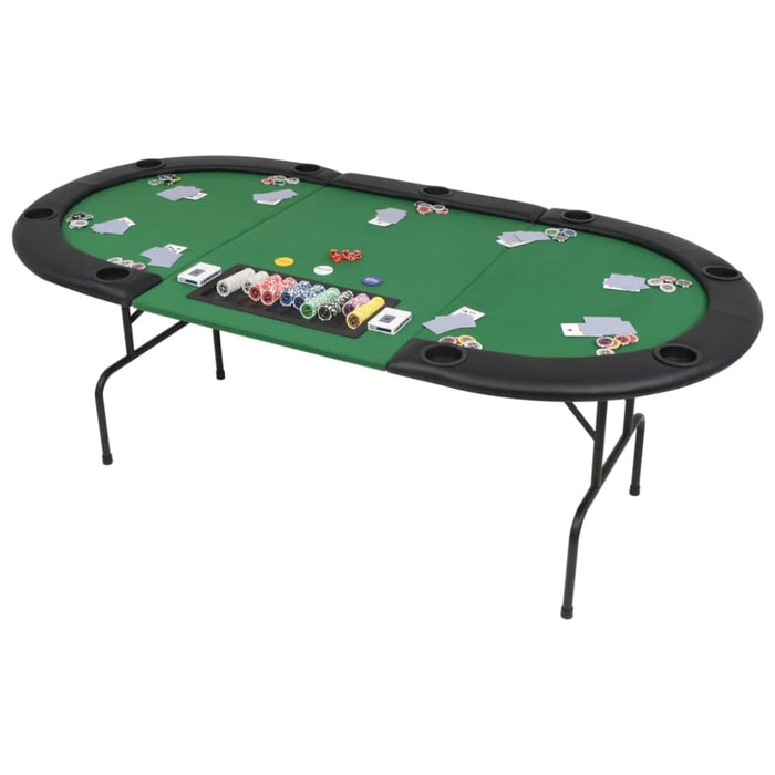 9-player Folding Poker Table 3 Fold Oval Green Nbxob